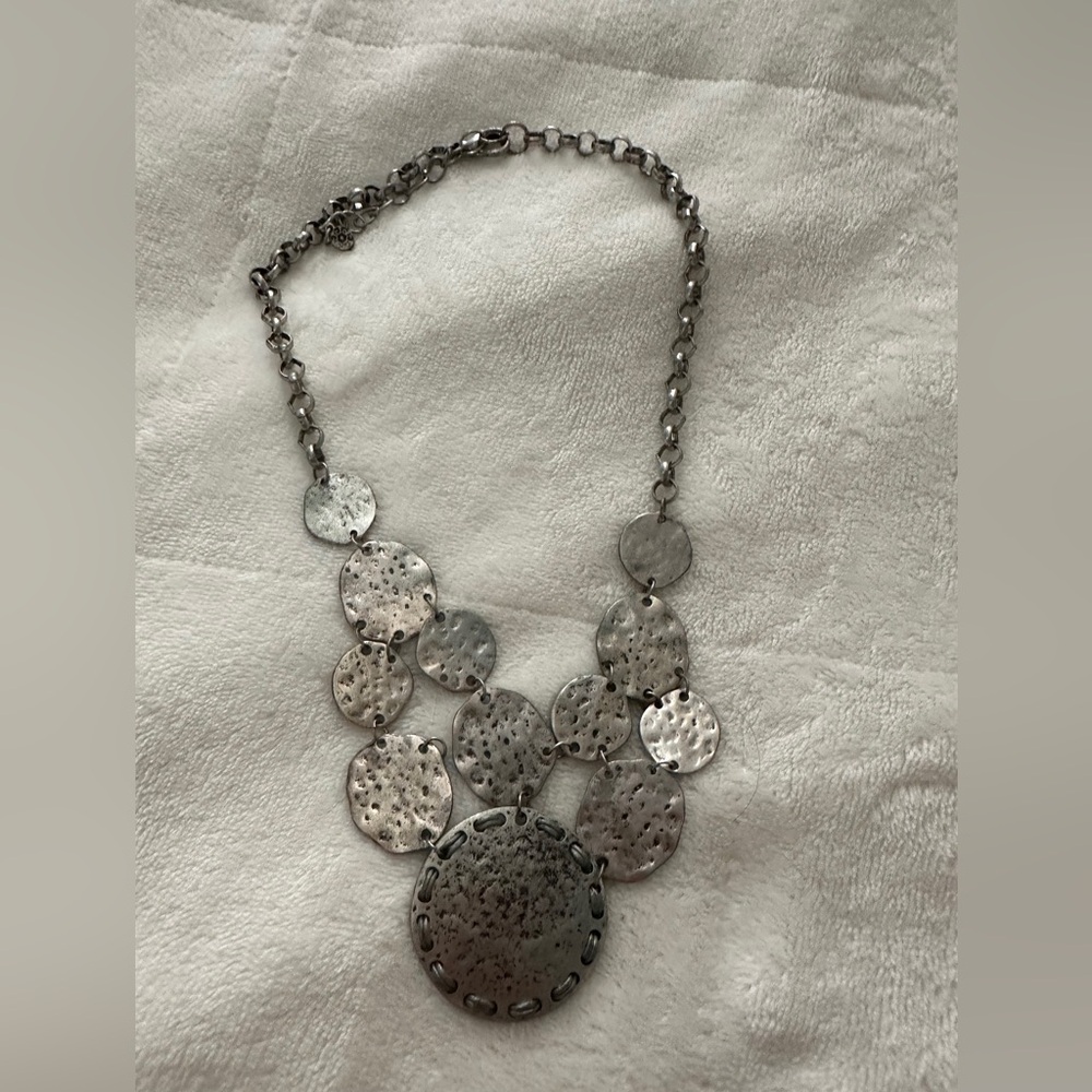 Silver Textured Necklace